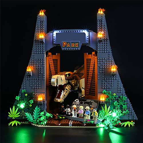 GEAMENT Kit de Luces LED Compatible con Lego Parque Jurásico: Caos del T. Rex (Jurassic Park:T.Rex Rampage) - Conjunto de luz para Jurassic World 75936 (Juego Lego no Incluido)