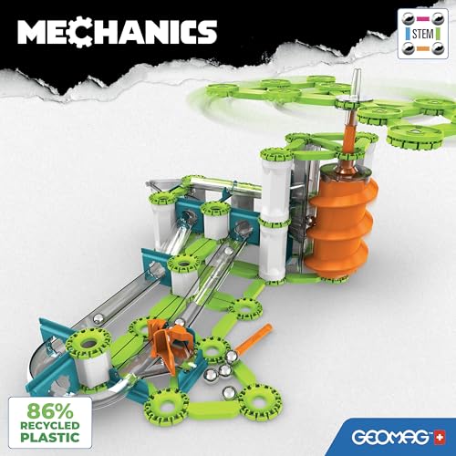 Geomag - Mechanics Gravity Elevator Circuit - Educational and Creative Game for Children - Magnetic Building Blocks, Circuit with Magnetic Blocks, Recycled Plastic - Set of 207 Pieces