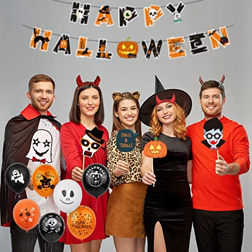 Gidenfly fiesta halloween | Suministros decoración para fiestas halloween,Grandes globos película aluminio araña o gato negro con bandera feliz Halloween