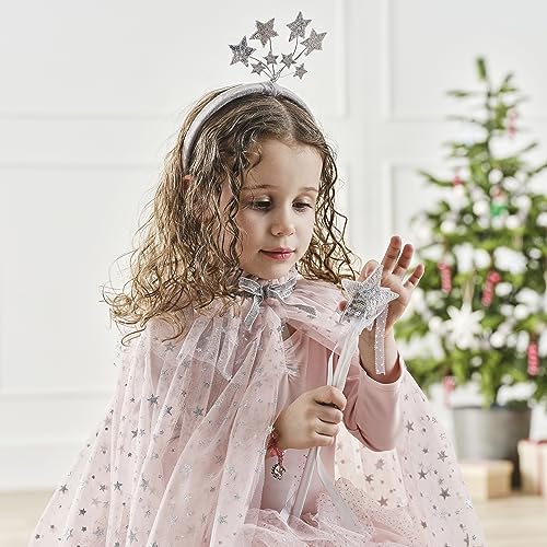 Ginger Ray Girls Blush Pink & Silver Lentejuelas Starlight Fairy Wand for Christmas Costume Party