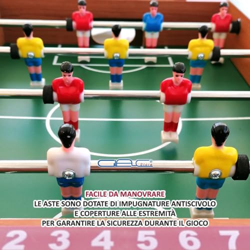 Glac Store Mini fútbol futbolín futbolín de mesa de madera robusta ahorro de espacio con marcador de puntuación 2 globos (sin pies 51 x 31 x 11 cm)