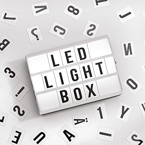Global Gizmos 50960 Caja de luz magnética en miniatura A6 Cinematic Light Up | El juego incluye 90 letras, números y símbolos, 3 filas | Fiestas/Cumpleaños/Bodas/Navidad, Blanco