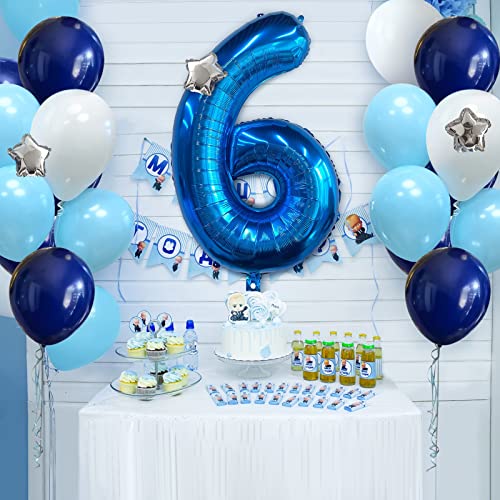 Globo Número 6 Azul, 40 Pulgadas XXL Gigante Grande Oscuro Foil Helio Numeros 6 Años Globos para Decoracion de Cumpleaños Niño Niña Adultos Aniversario Fiestas de Bienvenida al Bebé Bautismo Comunión