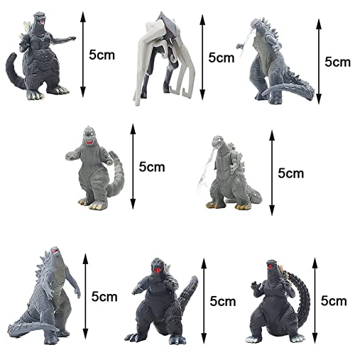 Godzilla el Monstruo 8 PCS Figura de Dinosaurio,Modelo de Adornos de Decoración,Traje de Cumpleaños de Dinosaurio,Modelos de Dinosaurio para Niños,Regalo,Decoración del Hogar
