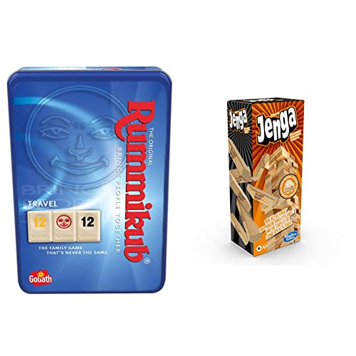 Goliath - Rummikub Original Caja Metálica, A Partir de 6 años & Hasbro Gaming Jenga Classic, Children's Game That Promotes The Speed of Reaction, from 6 Years