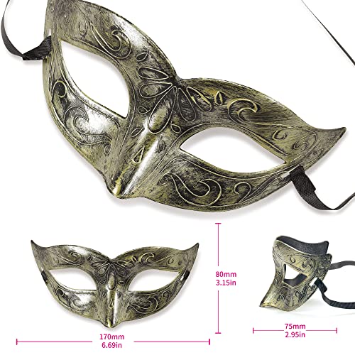 GOMEON 5 máscaras de mascarada doradas para Halloween, máscara veneciana, disfraz de cosplay