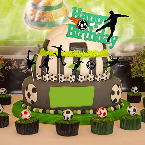Grevosea 7 Piece Soccer Birthday Cake Topper Football Cake Topper postres para tartas de fútbol Cake Deco for Boys Football Theme Birthday Cake Sports Theme Party Decorations Supplies