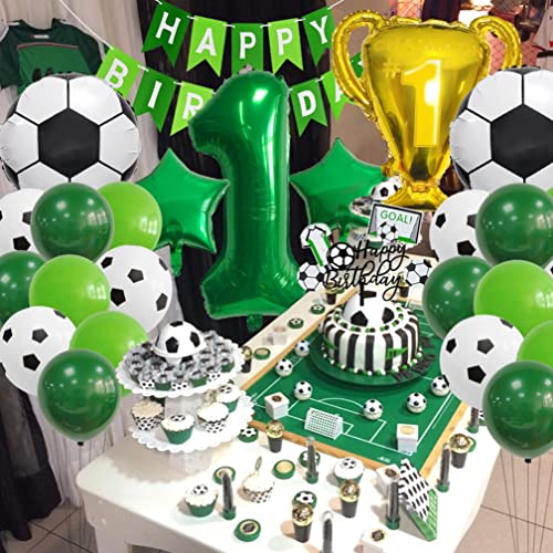 Guoguonb Juego de decoración de 5 años de fútbol con número 5 globos de campeones de fútbol para niños, fiesta temática, fiesta temática, fiesta de cumpleaños infantil