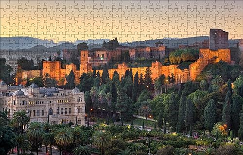 GUOHLOZ Puzzle 500 Piezas | Puzzle | Rompecabezas | Puzzle 500 Piezas Adultos | Ciudad,España,Andalucía,Málaga, 52x38cm