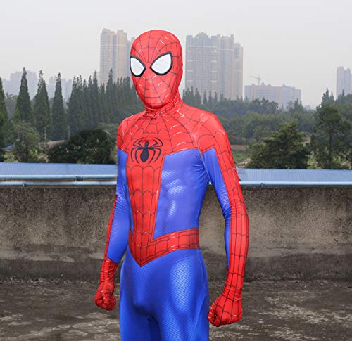 GYMAN - Disfraz SpiderVerse para adultos, adultos, adultos, niños, lentes 3D, color azul y rojo Spider Miles Morales, disfraz de Halloween o carnaval, disfraz de disfraces