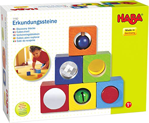 HABA 1192 Discovery Blocks- Colourful and Stable First Building Blocks Made of Beech Wood, for Ages 1 and Up (Made in Germany)