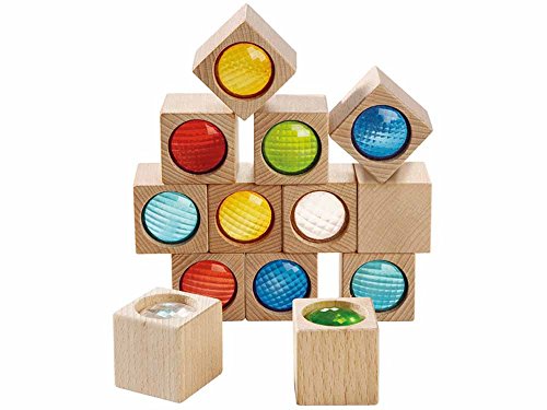 HABA 3531 Kaleidoscopic Blocks - with Plastic kaleidoscopic Screens. Fascinating glances Through The Cubes, 13 Blocks, Ages 1+ (Made in Germany)
