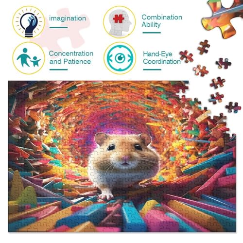Hamsters Rompecabezas De Madera: Multicoloured Maze Juego De Desafío Mental Y Diversión para Adultos Y Adolescentes - Regalo Ideal para Pareja Y Amigos 500pcs (52x38cm)