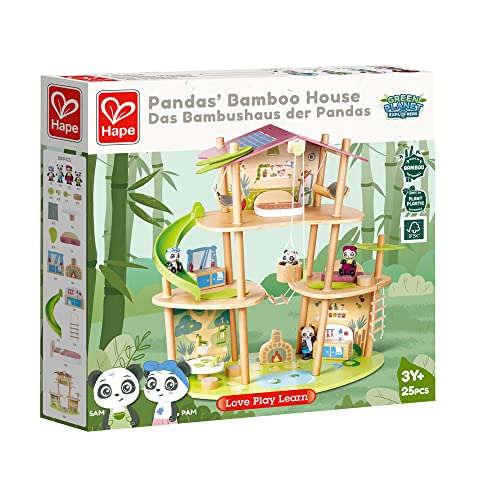 Hape Green Planet Explorers La casa de bambú de los Pandas, Multi-Color (E3413)