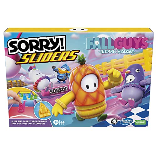 Hasbro Gaming ¡Sorry! Sliders Fall Guys Ultimate Knockout Juego de mesa para niños a partir de 8 años, emocionante giro en el clásico juego de mesa familiar Hasbro