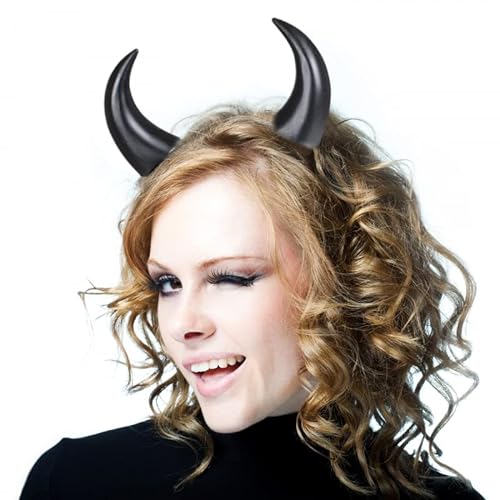 Hatstar Diadema de cuernos de diablo, color negro, con orejas de diablo, para mujeres, hombres y niños, para Halloween, carnaval, fiesta de disfraces