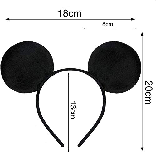 Hatstar Pack doble con diadema de ratón | orejas de ratón con lazo rojo y puntos blancos y orejas de ratón en negro para niños y adultos