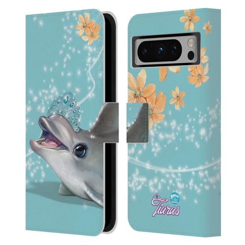Head Case Designs Licenciado Oficialmente Animal Club International Delfín Caras Reales Carcasa de Cuero Tipo Libro Compatible con Google Pixel 8 Pro