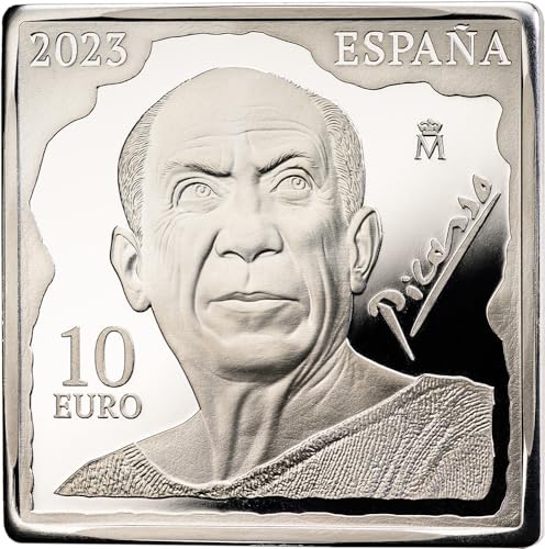 Head of Woman Crying with Scarf Picasso 50 Aniversario 1 Oz Moneda Plata 10€ Euro Spain 2023
