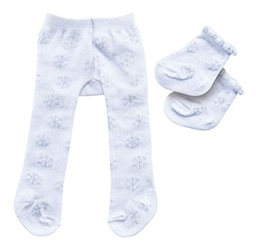Heless 478 - Medias con calcetines para muñecas, blancas con cristales de hielo plateados, talla 35 - 45 cm