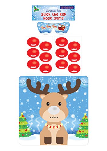 Henbrandt Pega la nariz roja en el reno, 14 piezas, juego de fiesta de Navidad, Rudolph, juegos festivos de Navidad, calcetines de relleno de fiesta