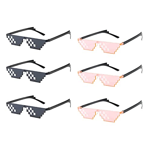 HENGBIRD Juego de 6 gafas de sol de mosaico, ideales para todo tipo de fiestas de vacaciones, divertidas gafas de sol que pueden ser utilizadas tanto por adultos como por niños