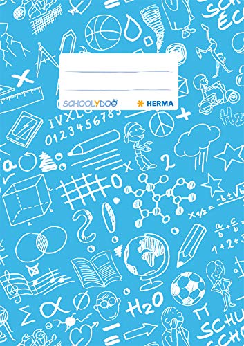 HERMA Funda para cuaderno de ejercicios A5, diseño escolar, con etiqueta de inscripción, hecha de plástico lavable y resistente, chaquetas para la escuela, azul claro
