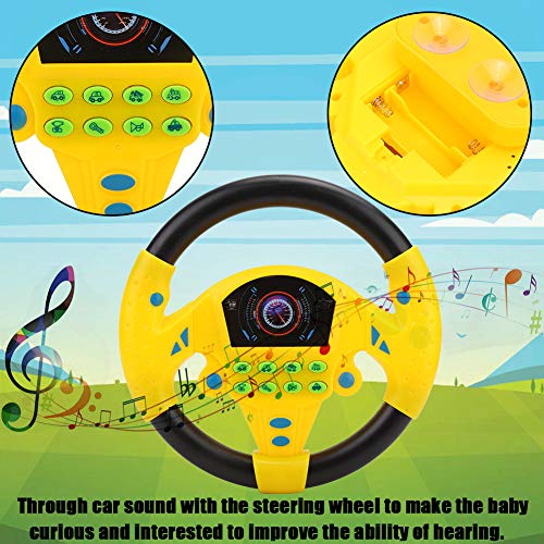 Herramienta para volante de coche, equipada con ventosa para volante musical, fuerte sentido del ritmo para niños (amarillo)