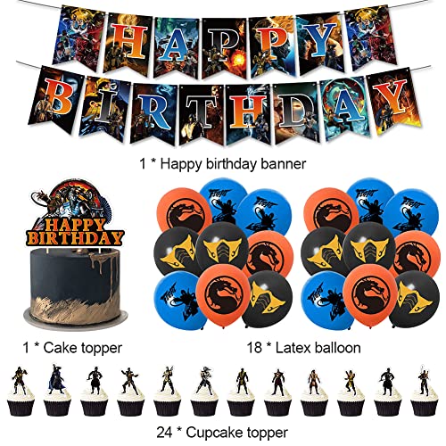Hilloly Mortal Kombat Party Globos Decoraciones, 44 PCS Decoraciones de Cumpleaños de Mortal Kombat Suministros Temáticos de Fiesta de Cumpleaños Party Globos para Cumpleaños Fiesta Baby Shower