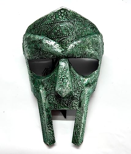 HISTORIC HANDICRAFT Armor - Máscara facial de gladiador MF Doom Medieval Re-Enactment Viking, verde antiguo, máscara de armadura estándar hecha a mano de acero para