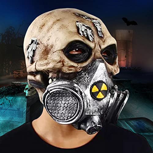 Horror - calavera cabeza completa para Halloween, casco antivirus, casco látex realista, casco esqueleto aterrador Pewell