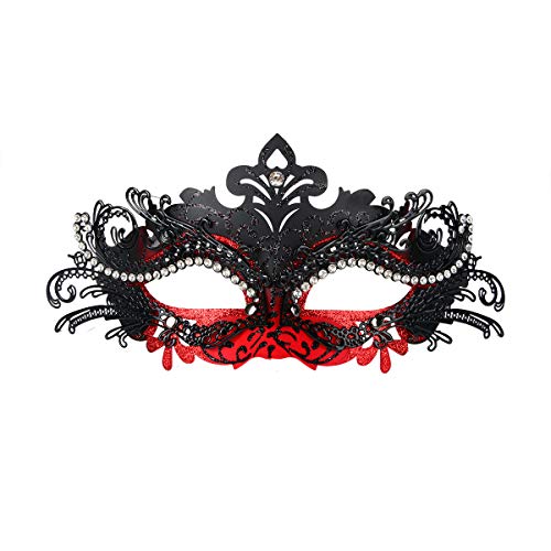 Hoshin Masquerade Mask, Mardi Gras Deecorations - Máscaras venecianas para mujer (rojo y negro)