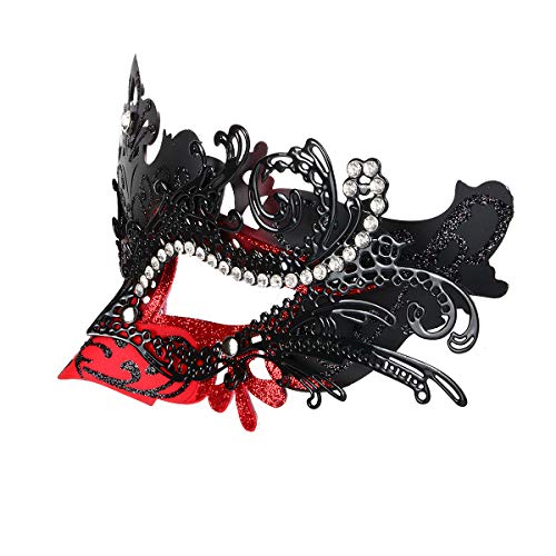 Hoshin Masquerade Mask, Mardi Gras Deecorations - Máscaras venecianas para mujer (rojo y negro)