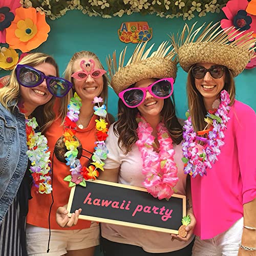 Hutato 36 guirnaldas de flores hawaianas, collar floral hawaiano Leis Hula Dance Luau, decoraciones de fiesta tropicales para adultos y niños, Aloha Tiki Beach Jungle Lays Summer Party
