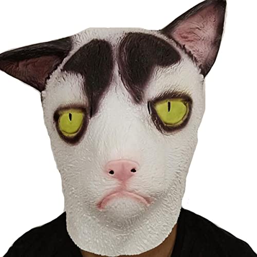 Hworks Garfield Headgear - Máscara de cara completa para gato, de látex, para fiesta de disfraces, accesorios para Halloween