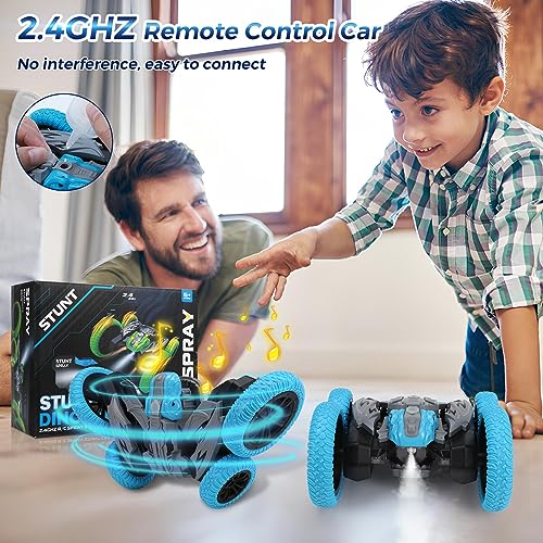 icyant Coches de Control Remoto con Spray 2.4Ghz RC Stunt Car Juguetes para niños niñas 4WD Off Road Racing con música y Luces LED Camión Juguete Regalos para niños Niños Niñas Edad 3+