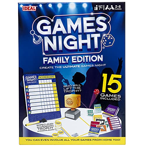 Ideal, Games Night - Family Edition: Create The Ultimate Game Night with 15 Games Included!, Family Games, For 2-8 Players, Ages 7+