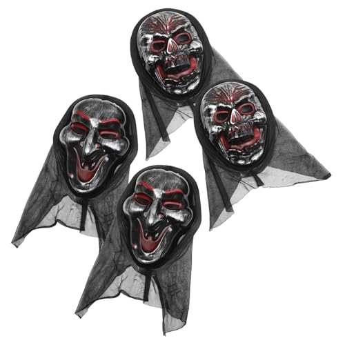 ifundom 4 Piezas Máscara Llamativa Máscara De La Mascarada Máscara De Terror Con Pelo Largo Máscara De Cosplay De Miedo Vestidos Elegantes Decoración Antiguo Fantasma Niño El Plastico