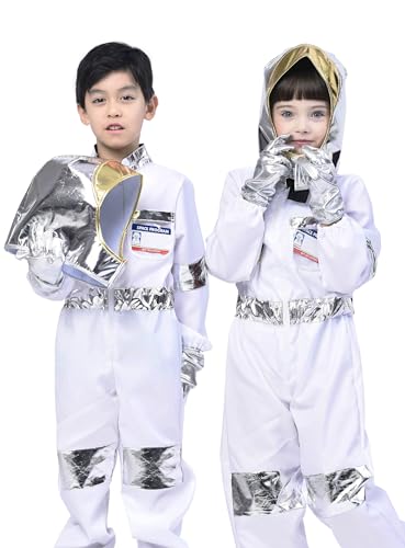 IKALI Disfraz de astronauta infantil,Clásico Abrigos espaciales El juego de aparentar Equipo con accesorios (5piezas) 4-6años