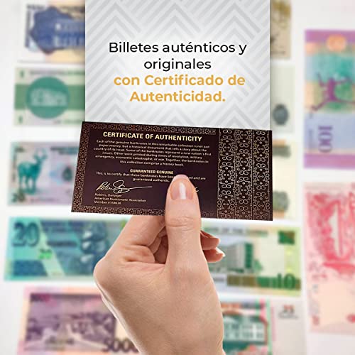 IMPACTO COLECCIONABLES Billetes de Colección - Incluye 12 Billetes más Bonitos del Mundo - Billetes del Mundo - Coleccionable con Certificado de Autenticidad