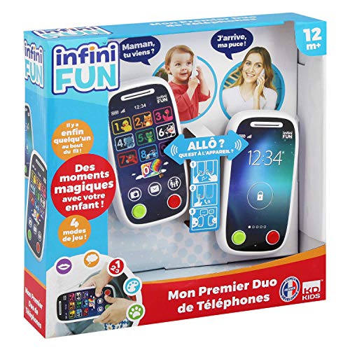 Infini Fun, My First Phone Duo, juguete educativo para el aprendizaje temprano, teléfono para bebés, 12 meses