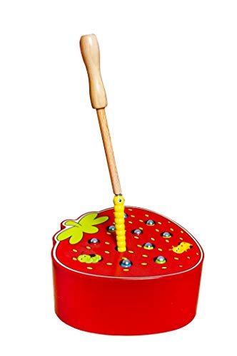 Iso Trade- Fishing Game catchworms Children Magnetic Strawberry Motor Skills Toys 10978 Juegos de Mesa, Multicolor