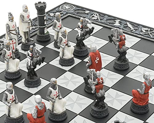 Italfama - Juego de ajedrez temático pintado a mano de la cruzada de los caballeros templarios