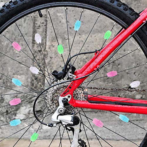 JAHEMU Bicicleta Decoración Perla Luminoso Cuenta de Rueda de Bicicleta Bici Clip Bicycle Spoke Beads Accesorio de Bicicleta para Infantil 144 Piezas