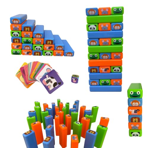 JAMERPD Juegos de Mesa-Torre de Bloques Apilables de Plástico Animal Stacking Game- Juguete Educativo para Niños de +3 años - Juego de Mesa - Familia - Coordinación Mano-Ojo - Juego Clásico