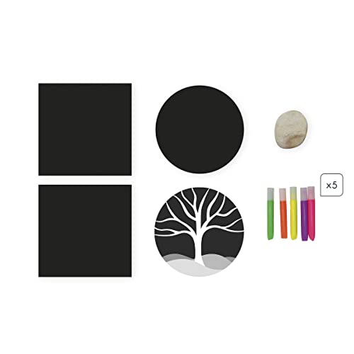 JANOD - Dot Painting - I Love Creativity - 5 Obras En Papel Negro y Piedra - Manualidad Creativa - Motricidad Fina y Concentración - A Partir de 8 Años, J07736