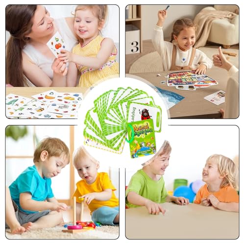 Jeanny Tarjetas didácticas para niños pequeños | Tarjetas cognitivas Impresas a Doble Cara 50PCS,Juguete Educativo Divertido de la cognición del Color de la iluminación para la cognición del Color