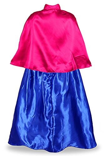 JerrisApparel Niña Princesa Anna Disfraz Fiesta de Cosplay Lujo Vestido (7-8 años, Azul)