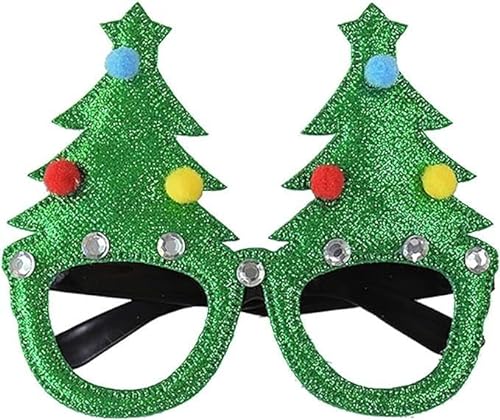 JeVenis 8PCS Sombrero de Navidad Gafas de Navidad Gorro de Papá Noel Accesorios de fotomatón de Navidad Suministros de Fiesta de Navidad Favores de Fiesta de Navidad