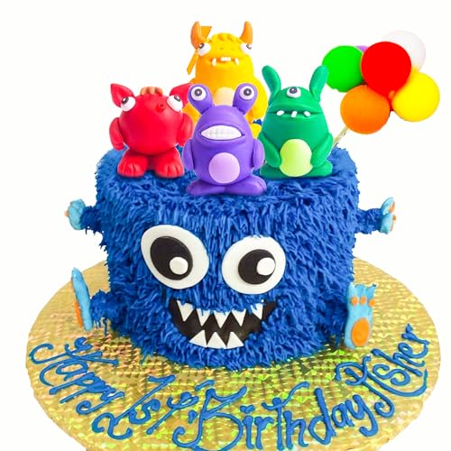 JeVenis Pequeño Monstruo Adorno para Pastel Decoraciones para Pastel de Cumpleaños de Monstruos Productos para Fiestas de Cumpleaños de Monstruos Regalos para Fiestas de Monstruos
